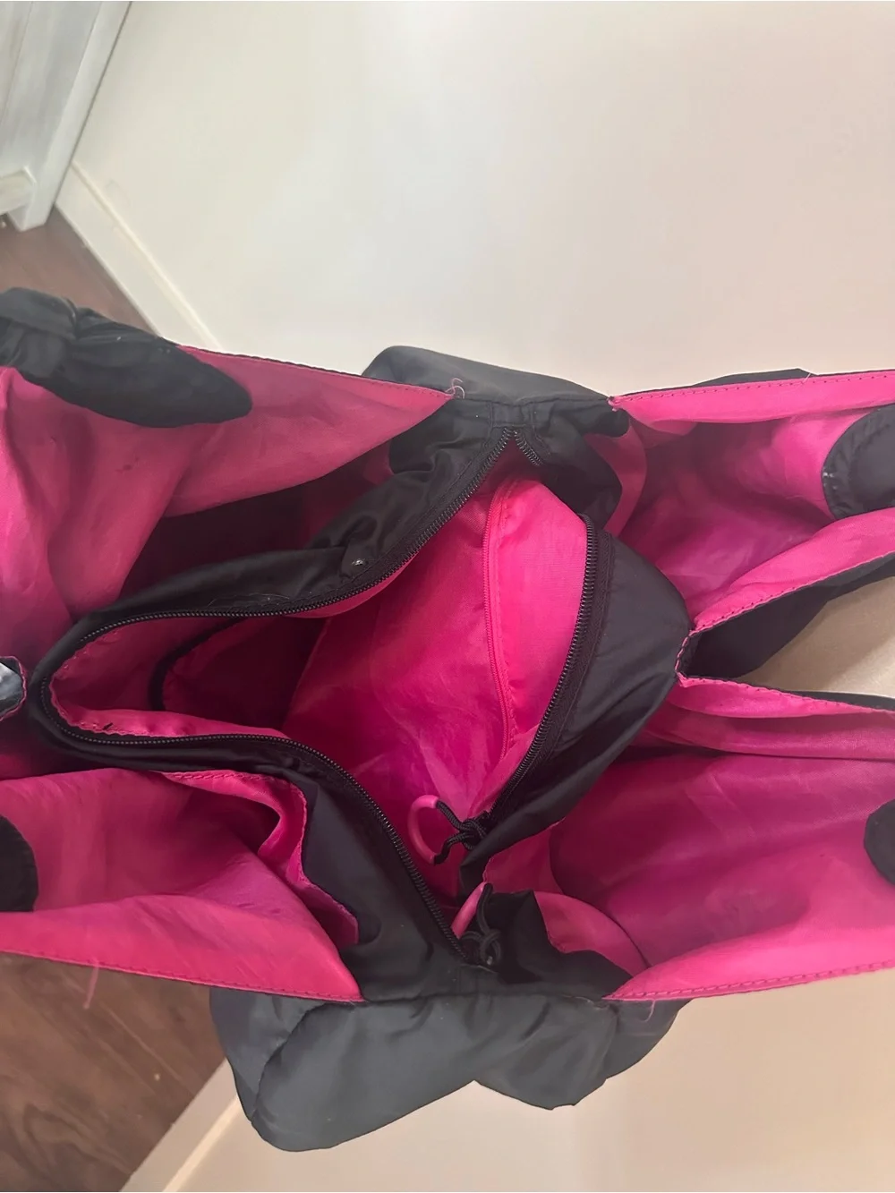 Puma Black Shoulder Tote with Hot Pink Accents